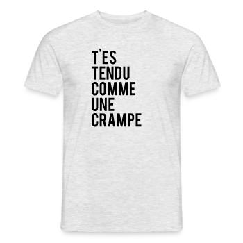 T es tendu comme une crampe - T-shirt homme - gris chiné - Devant - AI Model Male 178 dark (178cm)