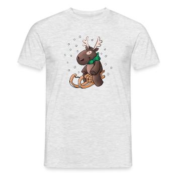 Elch - Kuschelelch mit Schlitten - Männer T-Shirt - Grau meliert - Vorne - AI Model Male 178 dark (178cm)