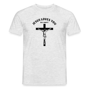 Jesus liebt dich, aber ich nicht! Christen Spruch - Männer T-Shirt - Grau meliert - Vorne - AI Model Male 178 dark (178cm)