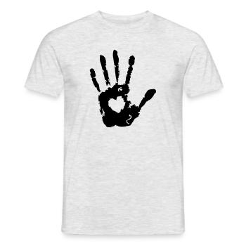 Stop Hand Left Heart Print - Men's T-Shirt - heather grey - Front - AI Model Male 178 dark (178cm)