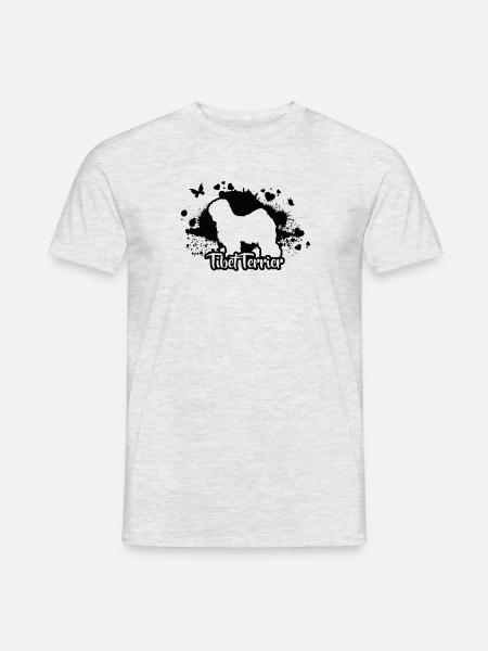TIBET TERRIER Hund Hunde Rassehund Wilsigns - Männer T-Shirt - Grau meliert