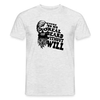 tete mort hipster citation barbe real beard will b - T-shirt homme - gris chiné - Devant - AI Model Male 178 dark (178cm)