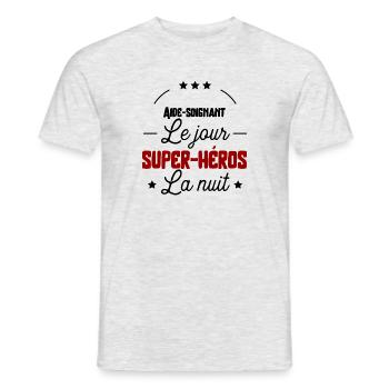 Super héros Aide-soignant cadeau - T-shirt homme - gris chiné - Devant - AI Model Male 178 dark (178cm)