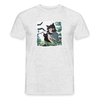 Anime / Comic / Japanese / Animation / Cartoon - Men's T-Shirt - heather grey - Front - AI Model Male 178 dark (178cm)