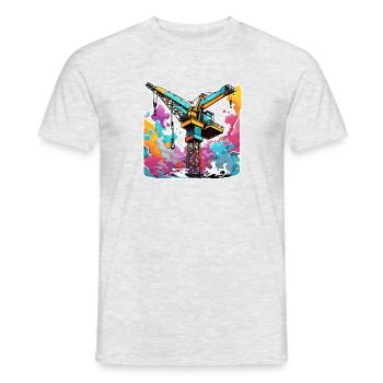 Crane / construction site / winch / crane system - Men's T-Shirt - heather grey - Front - AI Model Male 178 dark (178cm)