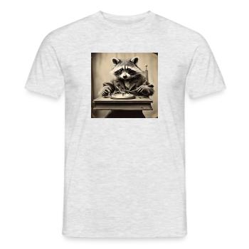 Waschbär / Tier / Foto / Wild / lustig / Räuber - Männer T-Shirt - Grau meliert - Vorne - AI Model Male 178 dark (178cm)