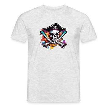 Pirat / Ahoi / Anker / Kapitän / Totenkopf / Rum - Männer T-Shirt - Grau meliert - Vorne - AI Model Male 178 dark (178cm)