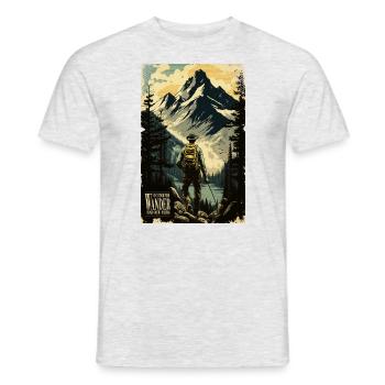 Randonnée en plein air Nature Montagnes Camping Cadeau - T-shirt homme - gris chiné - Devant - AI Model Male 178 dark (178cm)