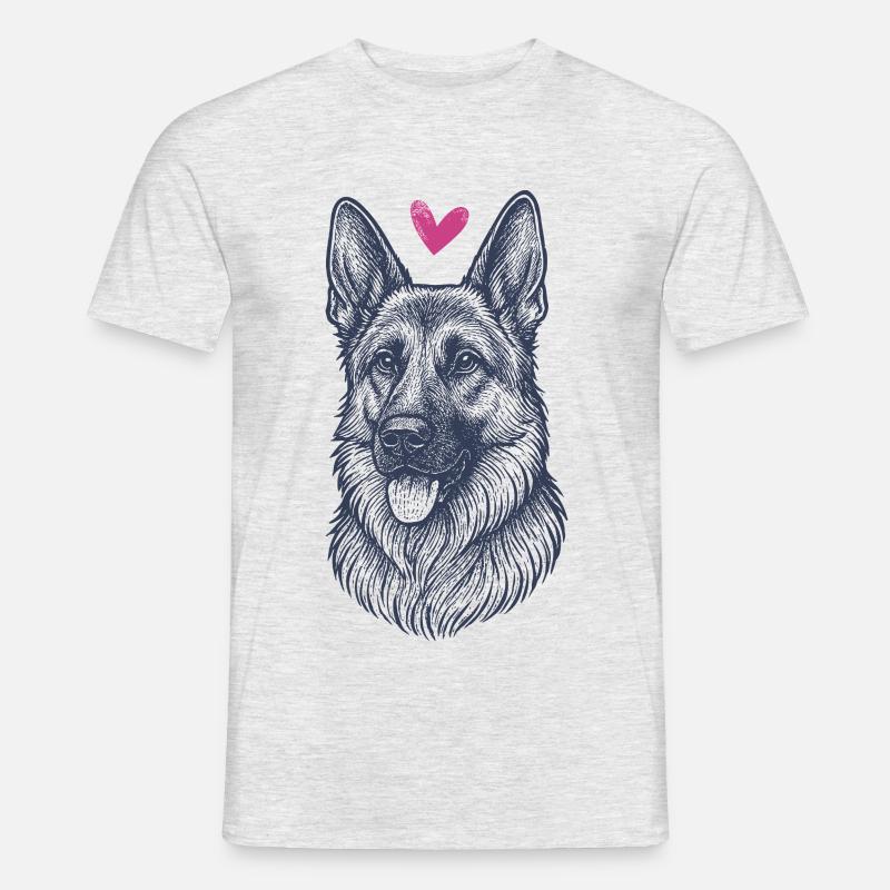 Deutscher Schäferhund – Stark, Treu & Wachsam - Männer T-Shirt - Grau meliert