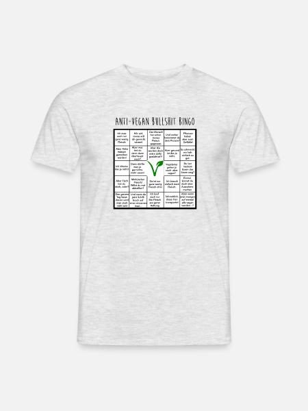 Anti vegan Bullshit Bingo - Männer T-Shirt - Grau meliert