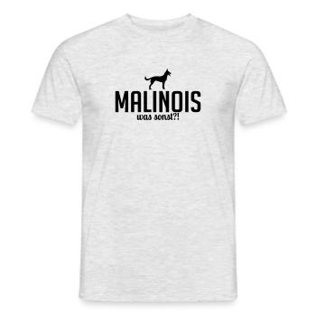 MALINOIS was sonst Hundespruch Wilsigns - Männer T-Shirt - Grau meliert - Vorne - AI Model Male 178 dark (178cm)