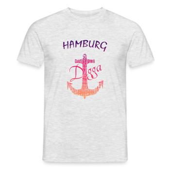 Anker Hamburg Digga - Männer T-Shirt - Grau meliert - Vorne - AI Model Male 178 dark (178cm)