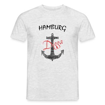 Anker Hamburg Digga - Männer T-Shirt - Grau meliert - Vorne - AI Model Male 178 dark (178cm)