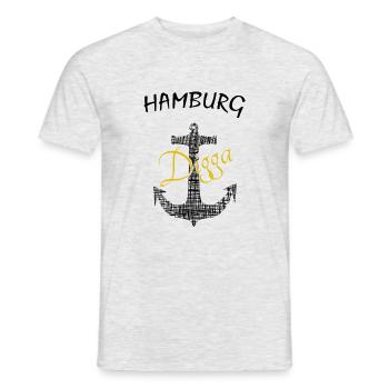 Anker Hamburg Digga - Männer T-Shirt - Grau meliert - Vorne - AI Model Male 178 dark (178cm)
