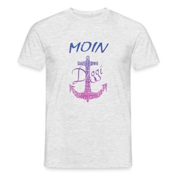 Moin Hamburg Diggi - Männer T-Shirt - Grau meliert - Vorne - AI Model Male 178 dark (178cm)