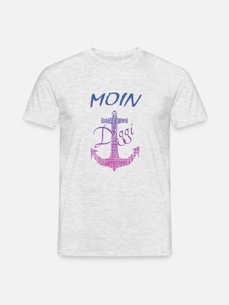 Moin Hamburg Diggi - Männer T-Shirt - Grau meliert