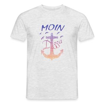 Moin - Männer T-Shirt - Grau meliert - Vorne - AI Model Male 178 dark (178cm)