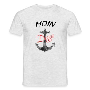 Moin - Männer T-Shirt - Grau meliert - Vorne - AI Model Male 178 dark (178cm)