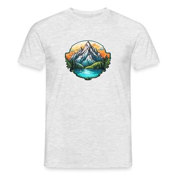 Mountain / Alps / Summit / Nature / Forest / Rock - Men's T-Shirt - heather grey - Front - AI Model Male 178 dark (178cm)