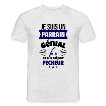Parrain génial et super pêcheur Pêche Pêcheur - T-shirt homme - gris chiné - Devant - AI Model Male 178 dark (178cm)