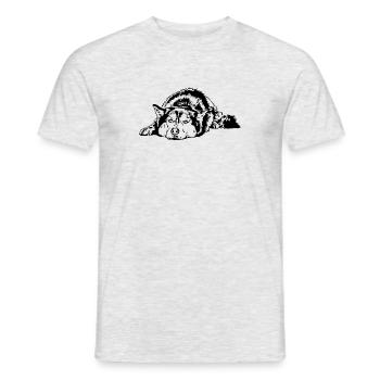 SIBERIAN HUSKY lustiger Hund Hunde Wilsigns - Männer T-Shirt - Grau meliert - Vorne - AI Model Male 178 dark (178cm)