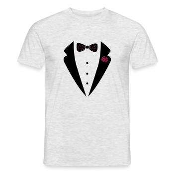 bow_tie_anzug_002 - Männer T-Shirt - Grau meliert - Vorne - AI Model Male 178 dark (178cm)