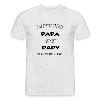 j'ai deux titres papa et papy - T-shirt homme - gris chiné - Devant - AI Model Male 178 dark (178cm)