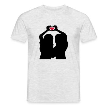 Handherz Silhouette Girlfriends - Men's T-Shirt - heather grey - Front - AI Model Male 178 dark (178cm)