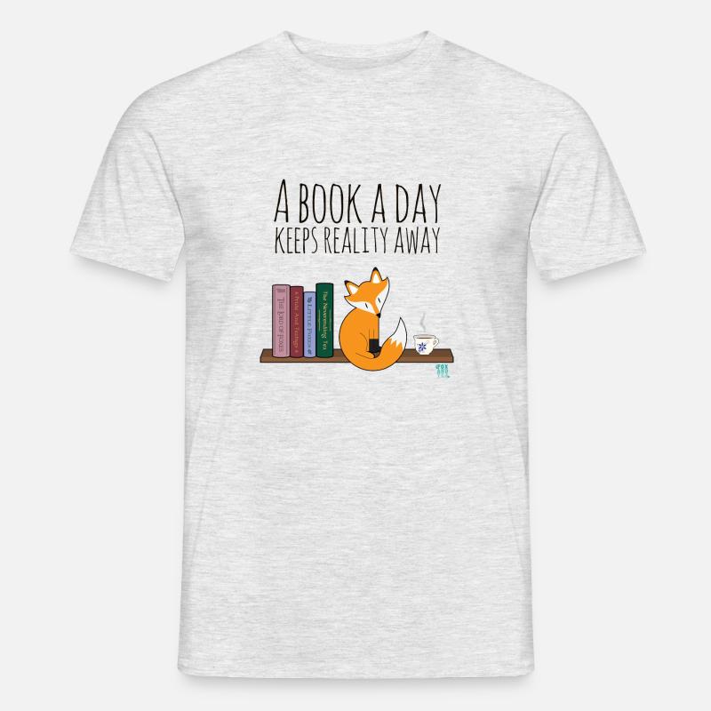 Ein Buch ein Tag ... - Männer T-Shirt - Grau meliert