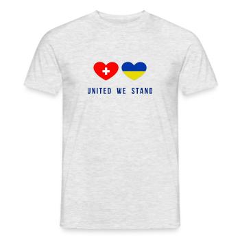 United we stand Switzerland and Ukraine - Men's T-Shirt - heather grey - Front - AI Model Male 178 dark (178cm)