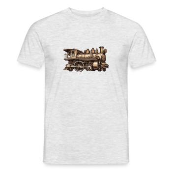 Zug / Lokomotive / Dampflok / Eisenbahn / Lock - Männer T-Shirt - Grau meliert - Vorne - AI Model Male 178 dark (178cm)