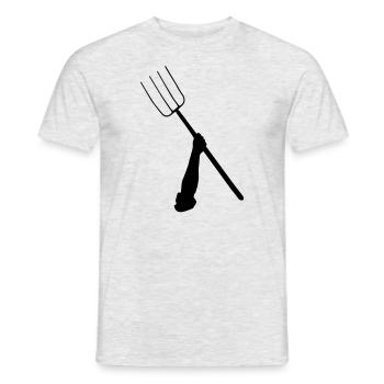 Die Mistgabeln kommen! - Männer T-Shirt - Grau meliert - Vorne - AI Model Male 178 dark (178cm)