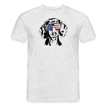Dachshund DACHSHUND America Flag Glasses Wilsigns - Men's T-Shirt - heather grey - Front - AI Model Male 178 dark (178cm)