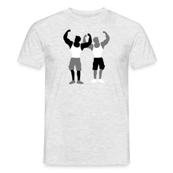 équipe couple duo 2 amis muscle posen texte clipart - T-shirt homme - gris chiné - Devant - AI Model Male 178 dark (178cm)