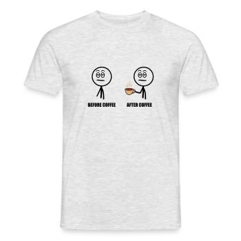 Before Coffee, After Coffee - T-shirt homme - gris chiné - Devant - AI Model Male 178 dark (178cm)