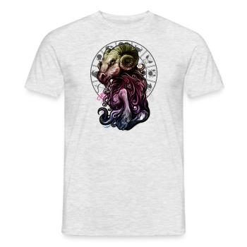 Sternzeichen Widder rainbow grey - RAHMENLOS - Männer T-Shirt - Grau meliert - Vorne - AI Model Male 178 dark (178cm)