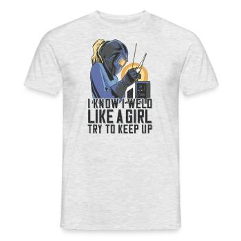 Schweißer Mama für Schweißerinnen und - Männer T-Shirt - Grau meliert - Vorne - AI Model Male 178 dark (178cm)