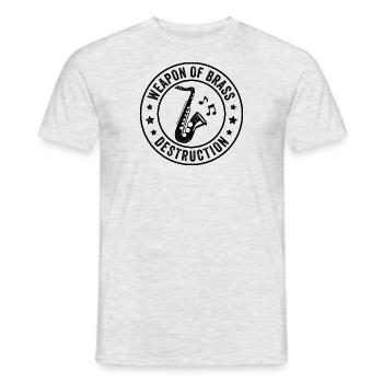 Saxophone ténor Arme de destruction en laiton - T-shirt homme - gris chiné - Devant - AI Model Male 178 dark (178cm)