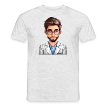 Portrait eines jungen Mannes im Cartoon Stil - Männer T-Shirt - Grau meliert - Vorne - AI Model Male 178 dark (178cm)