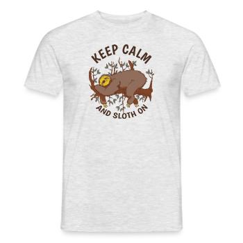 Sloth Saying Keep Calm And Sloth On Sloth - Men's T-Shirt - heather grey - Front - AI Model Male 178 dark (178cm)