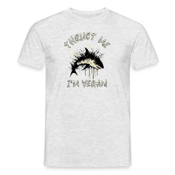 Vegan - Shark - Funny - Men's T-Shirt - heather grey - Front - AI Model Male 178 dark (178cm)