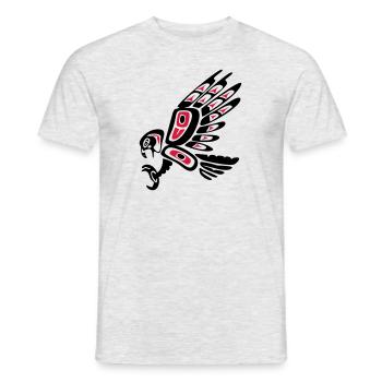 Indianer, Falke, Symbol, Tattoo Style, 23 Farben - Männer T-Shirt - Grau meliert - Vorne - AI Model Male 178 dark (178cm)
