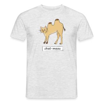 Katze meau - Männer T-Shirt - Grau meliert - Vorne - AI Model Male 178 dark (178cm)