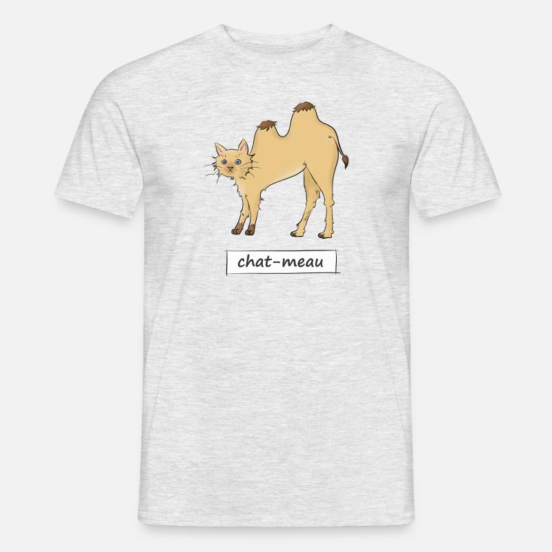 Katze meau - Männer T-Shirt - Grau meliert