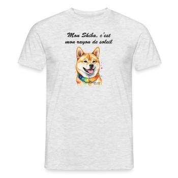Shiba rayon de soleil - T-shirt homme - gris chiné - Devant - AI Model Male 178 dark (178cm)