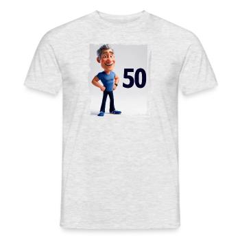 Glücklicher Mann in seinen 50 Jahren - Männer T-Shirt - Grau meliert - Vorne - AI Model Male 178 dark (178cm)