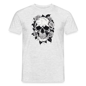 Crâne Crâne Roses Gothique - T-shirt homme - gris chiné - Devant - AI Model Male 178 dark (178cm)