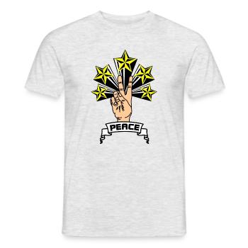 Frieden 5 gelbe Sterne - Männer T-Shirt - Grau meliert - Vorne - AI Model Male 178 dark (178cm)