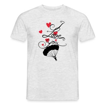 Parachutiste avec lettrage I love you - T-shirt homme - gris chiné - Devant - AI Model Male 178 dark (178cm)