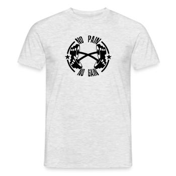 no pain gain quote bodybuilding dumbbell - Men's T-Shirt - heather grey - Front - AI Model Male 178 dark (178cm)
